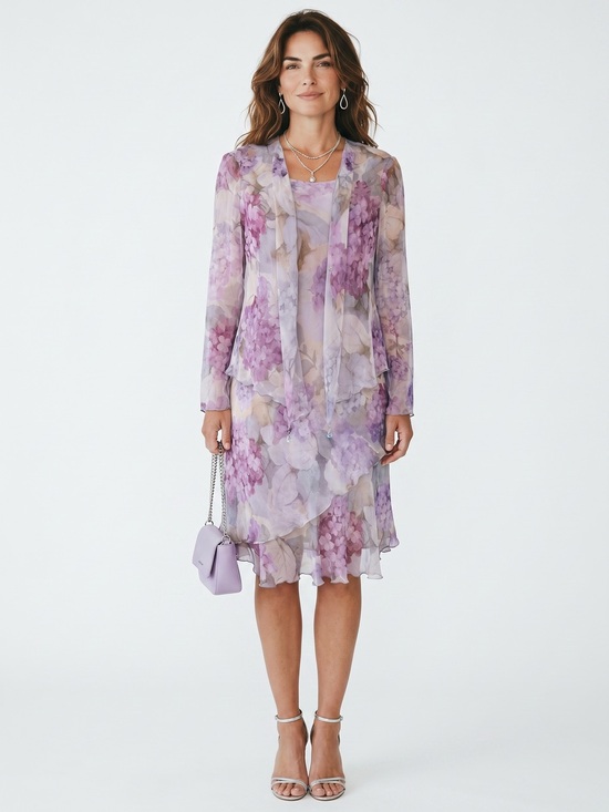 Ursula of Switzerland Dresses & Skirts - Vtg Ursula of Switzerland 2-Piece Watercolor Hydrangea Midi Dress